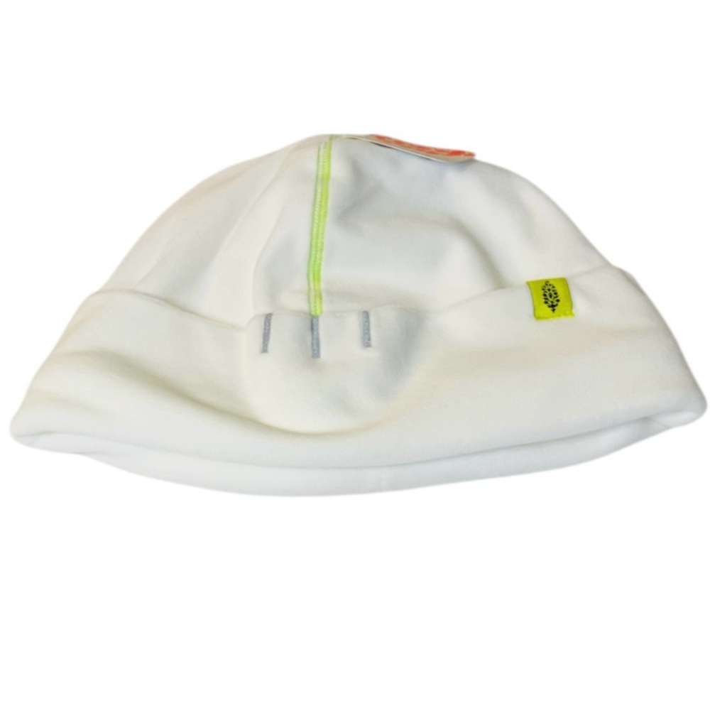 FP Movement by Free People Micro Fleece White Beanie with Neon Details NWT